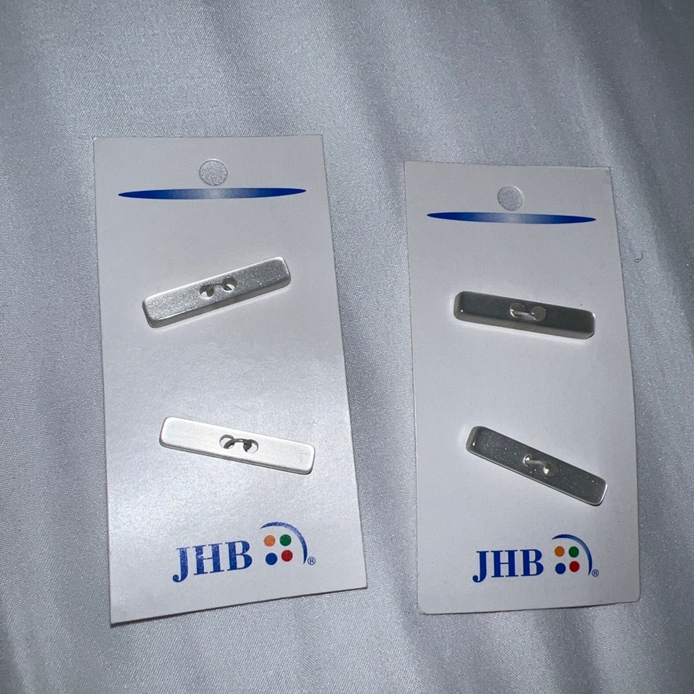 JHB White Pearlized Rectangular Buttons 2 Cards (4) Total Buttons 1 1/4” Long